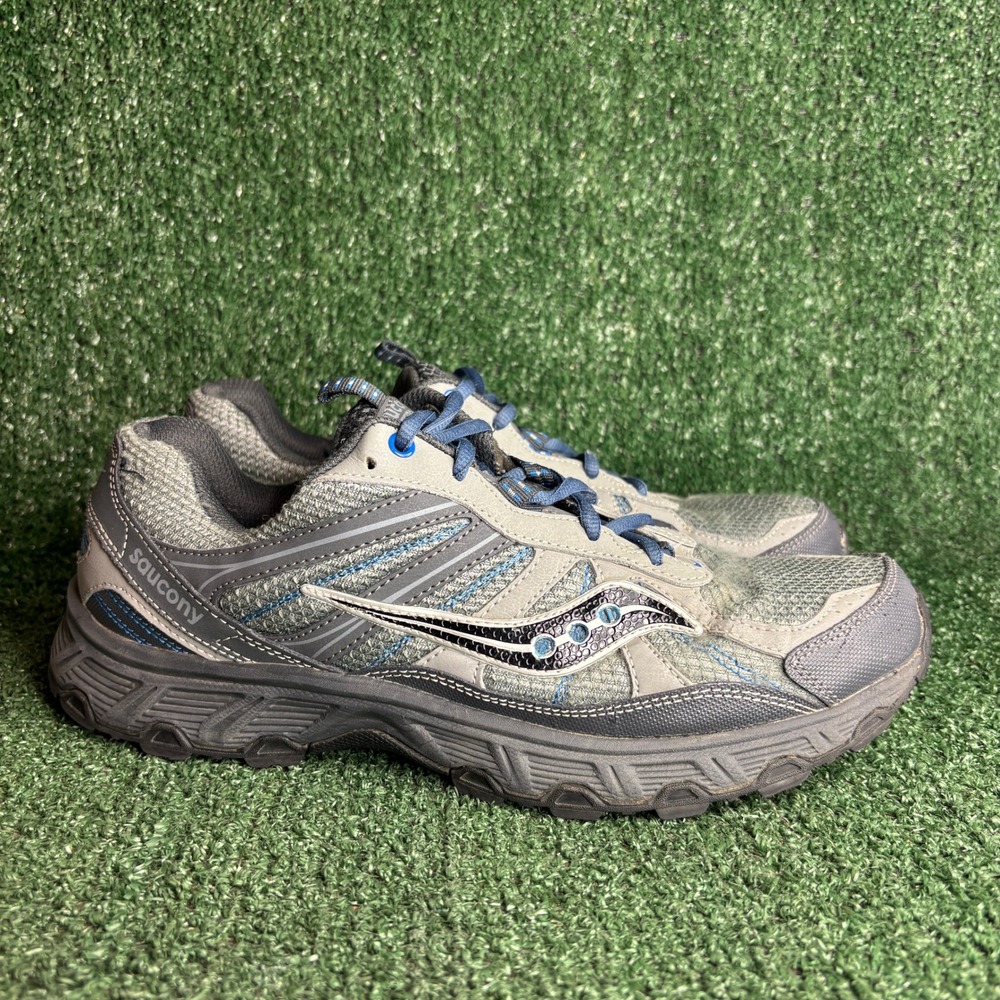 Saucony Grid Escape Trail Runner Mesh Athletic Sneaker Grey Blue Mens Size 11.5
